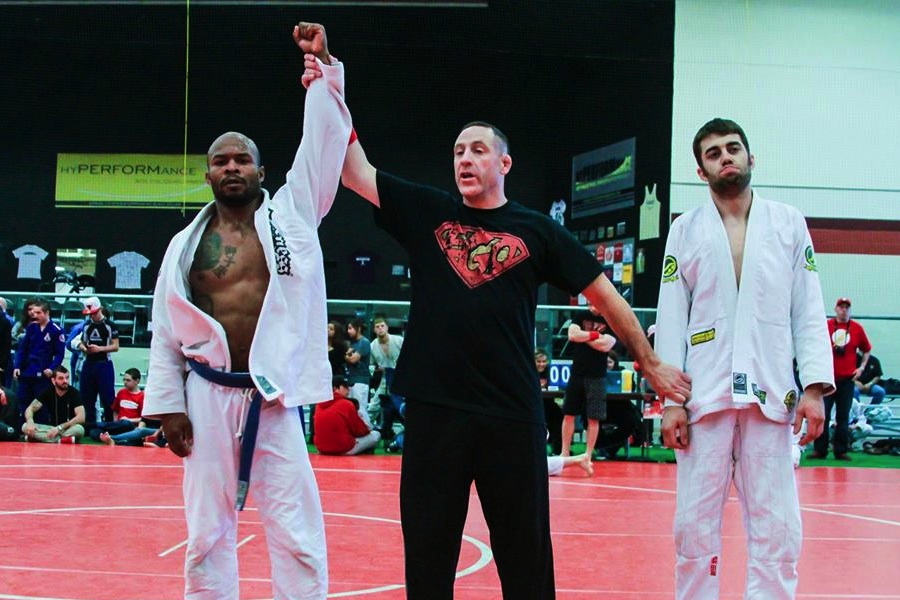 David after winning a match at the Extreme Grappling Open
